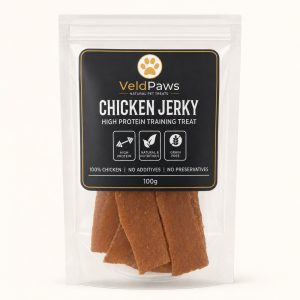 VeldPaws Chicken Jerky 100g high-protein chicken treat pack