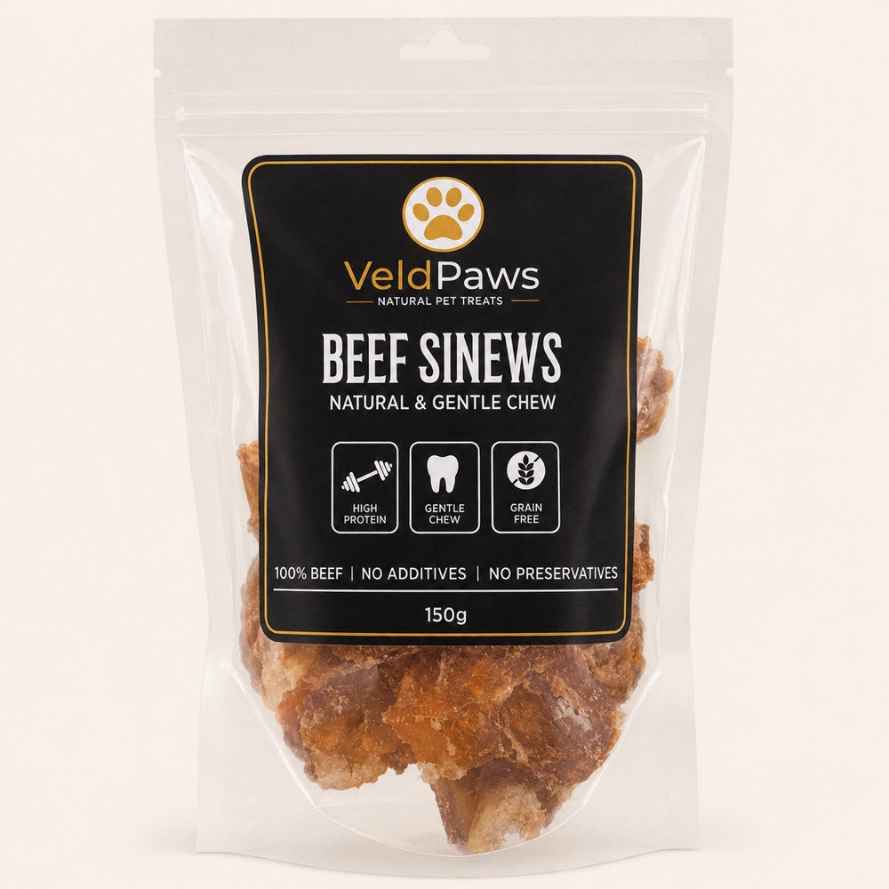 VeldPaws Beef Sinews 150g natural beef chew pack